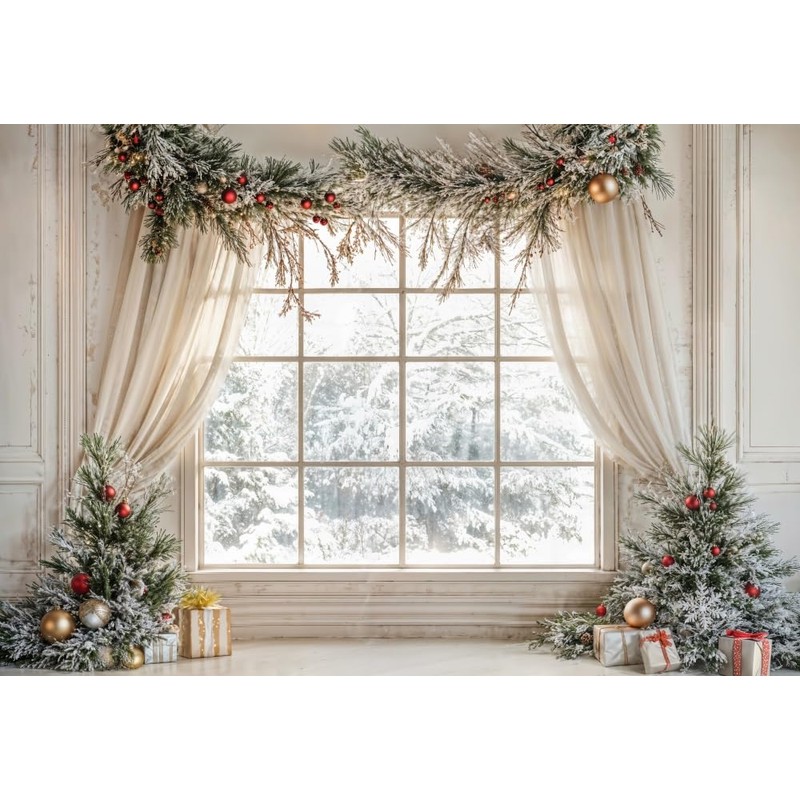 Kate Christmas Window Photography Background White Wall Professional Photo Backdrop
