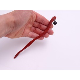 Handcarved Padauk Wood Hair Stick with Black Onyx Bead