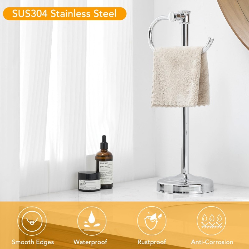 BESy 17 Inch Polished Chrome Stand Towel Bar Hanger Hand