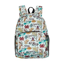 ECO CHIC Lightweight Foldable Water Resistant Mini Backpack Folds Into Pouch for Storage (Wales Montage Blue)