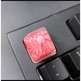 MECHKYP Custom Resin Keycaps,Mt.Fuji Artisan Keycap,R4/Esc Backlit Mechanical keycap,Sakura Pink
