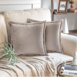 Adam Home Velvet Cushion Covers with Invisible Zipper 18x18 Inch (45x45 cm) Decorative Throw Pillow Cases for Sofa, Bedroom, Couch, Office (Grey Pack of 2)