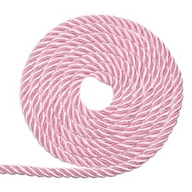 uxcell Twisted Cord Trim, 5mm/11 Yard Trim Cord Rope 3-Ply Polyester Silk Twine Braided Rope for Home Decor Graduation, Light Pink