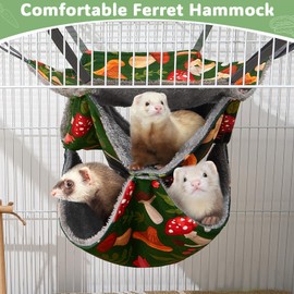 Glittme 3-Layer Ferret Hammock Soft Guinea Pig Hammock Washable Rat Hammock Hamster Cage Accessories Cozy Ferret Bed Toys for Small Animals Pet Sugar Glider