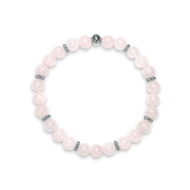 Majas Perlen Rosenquarz Armband Perlen echt 6mm Daisyperlen platiniert - Größe 15 bis 17cm - Handmade Perlenarmband für Liebe Freundschaft und Romantik - Spiritueller Schmuck Damen