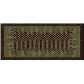 Cozy Cabin Pine Tree Trellis Non Slip Rug 20"x34"