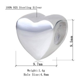 Women Deserved Gifts Heart Charm 925 Sterling Silver European Beads Glossy Shiny Hold Me Firmly Charm Steadfast Love Charms
