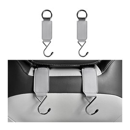 KHGUZ Car Headrest Hooks, 2PCS Adjustable Vehicle Seat Back Storage Hanger Holder, Hanging Organizer for Handbags Purses Coats and Grocery Bags, Universal Automotive Interior Accessories (Gray)