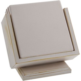Wood Coaster Holder - Whitewash - Square Pedestal