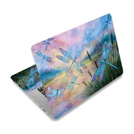 PLIGREAT Dragonfly Laptop Decal Sticker Skin Cover, Landscape Painting Laptop Stickers Skins Decal Fits 12" 13" 13.3" 14" 15" Laptops Universal Waterproof Removable Notebook Art Protector