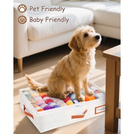 Aeelike 2-Pack Under Bed Yarn Storage Bag, Tool-Free Assembly Yarn Storage with Large Capacity L 22.83"x W 11.81"x H 5.9", Foldable & Lightweight, Oxford cloth