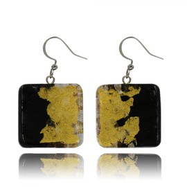 Handcrafted Dangle Earrings Jewellery for Women (Black Gold Foil)