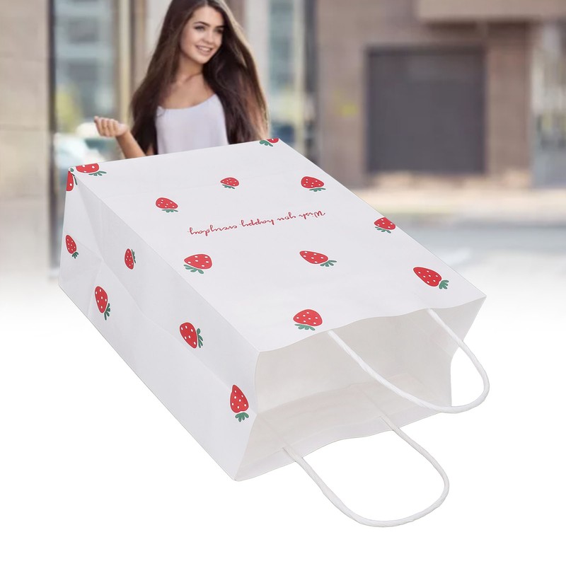 10Pcs Gift Bags Medium Size Reusable Odorless Strawberry Pattern Widely