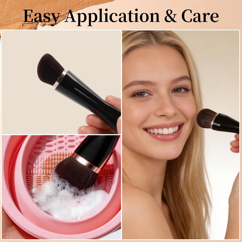 ACMEBEAUTY Angled Foundation Brush for Liquid Cream Blending, Black, 1Pcs