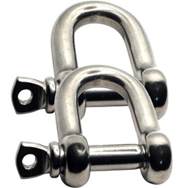10mm D-Shackles Stainless Steel A4-Marine Grade (316) - for connecting Ropes, Anchors and Chains (Pack of 2)