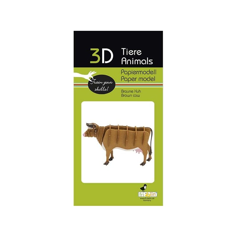Fridolin 3D Paper Model Cow Brown