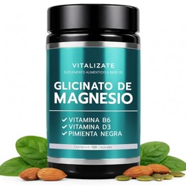 Glicinato Magnesio 2700 Por Porción 378 Elemental Fórmula Quelada Pimienta Negra Magnesium Glycinate