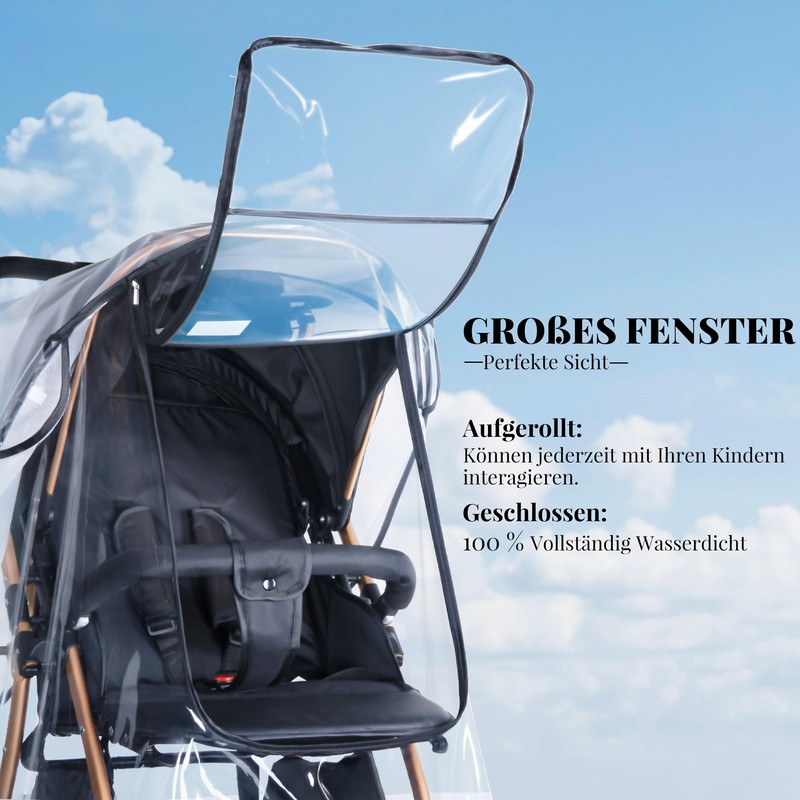 bemece Rain cover for pram, rain cover for buggy, comfortable