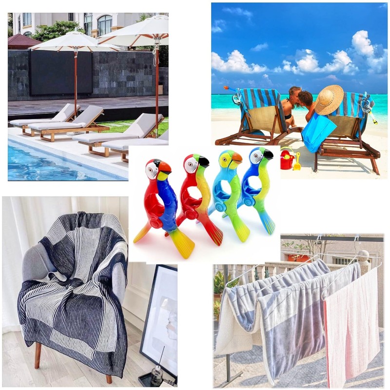 JZK 4x Parrot style novelty beach towel pegs for sun