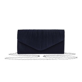 Stellazeta - Elegant Women Clutch Bag Small Ceremony Bag with Chain Strap Elegant Clutch Bag for Holding, Midnight Blue Striped