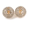Clear Crystal Wreath Clip On Earrings In Gold Tone -