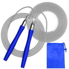 Jump Rope, High Speed Weighted Jump Rope - Premium Quality Tangle Free - Self-Locking Screw-Free Design - Jump Ropes for Fitness - Skipping Rope for Workout Fitness, Crossfit & Home Exercises Blue