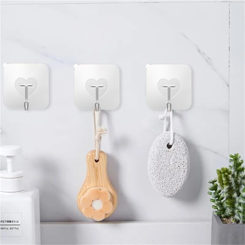 DGYB 20 Pcs Clear Adhesive Hooks for Hanging 22lb Self