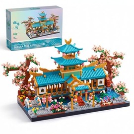 JXRLMB - Juego de microbloques de construcción clásicos chinos de Suzhou Gardens con cerezo Sakura desafiante juego de construcción para adultos, decoración del hogar y la oficina, regalo para niños