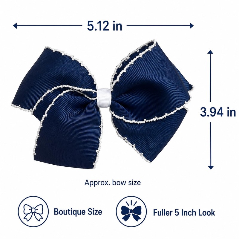 Hair Bows for Girls, 2 Pack 5 Inch Grosgrain Boutique