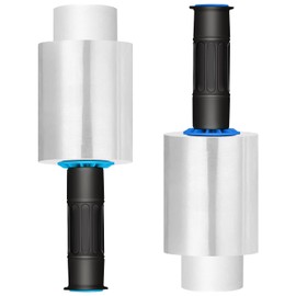 Mini Stretch Warp Film, 150m x 100mm Shrink Wrap Roll Clear Plastic Wrap with Handles for Pallet Wrapping Shipping Moving, 2 Pack
