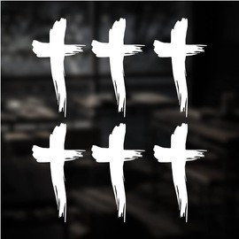 Sticky Bomb Jesus Cross Christian Decal Vinyl Stickers Cars Vans Trucks Walls Laptop Doors Windows Skateboard Tablet White Pack of 2 Not Printed