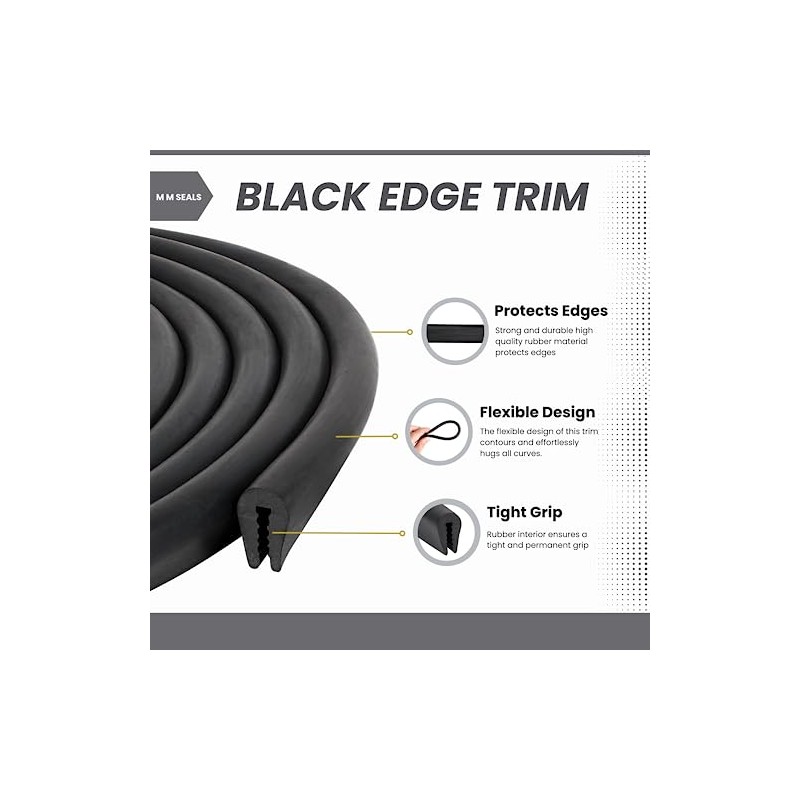 Sello de Borde Canal U EPDM Negro 6 m