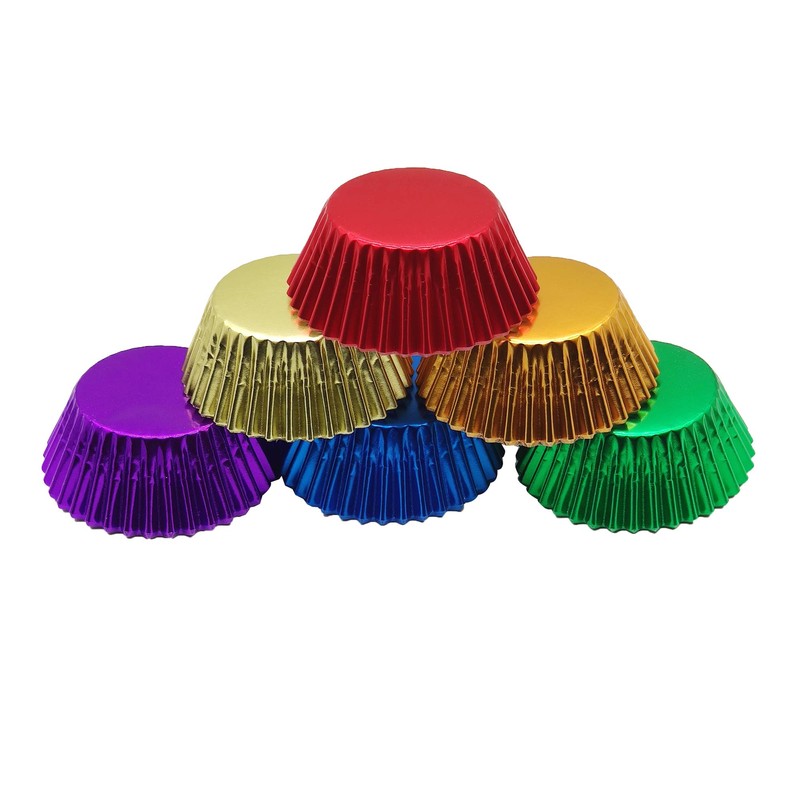 Mombake Standard Rainbow Cupcake Cases Muffin Foil Paper Baking Cups(6