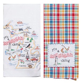 Paquete de 2 toallas de cocina bordadas de Kay Dee Designs Home State of Michigan