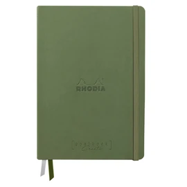 RHODIA 194155C - Rigid Notebook Bullet Journal Goalbook Creation Sage - A5 15.5x21x2 cm - 100 pages Clairefontaine Paper Lavis Technique Plain White 200 g/m - 2 Ribbons - Faux Leather Cover