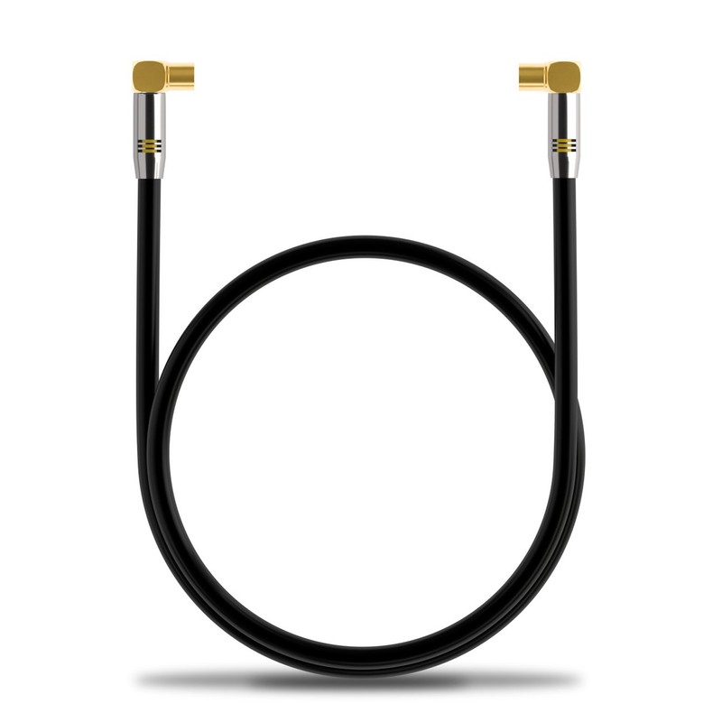 deleyCON TV Cable Plug 90°/Jack 90° Gold-Plated, Black
