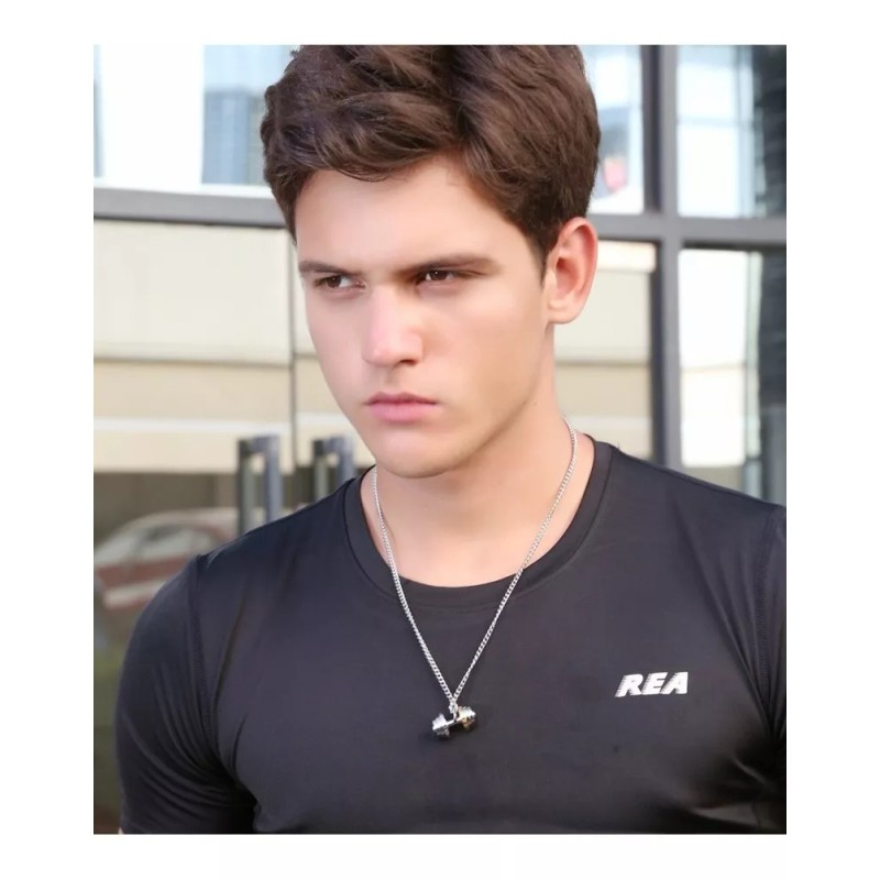 Jextech Collar Con Colgante De Mancuerna Acero Inoxidable Gym Fit