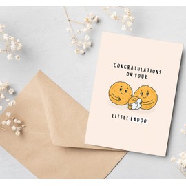 A6 Congratulations New Baby Card | For Desi South Asian Indian Food Pun | Welcome Newborn Boy Or Girl Cards | On The Birth Of Your New Born | Baby Shower Gifts For Parents BYANIKA
