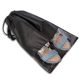 IMFAA Non-Woven Waterproof, Portable Travel Shoes Storage Bags/Pouch with Rope in Multi-Colour. (Black, 5)