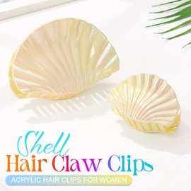CAKURE Shell Claw Clips Acrylic Blue Hair Clips Cute Hair Claw Clip Mermaid Hair Accessories for Women and Girls (e-Yellow set)
