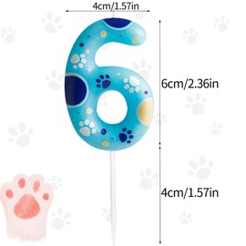 Blue Dog Paw Print Birthday Candles Number 3,Happy Birthday Candle,Dog Paw Toppers Candles for Pet Puppy Cat Party,Decorations for Boys and Girls 3rd Birthday Party Supplies