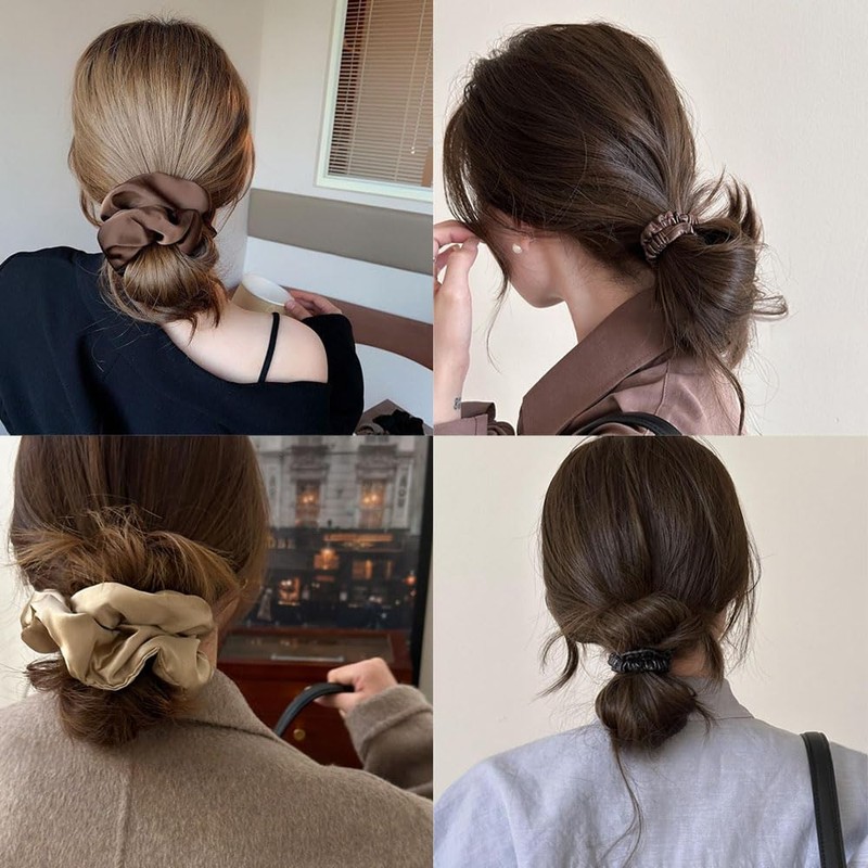 JetWave 100% Silk Scrunchie 2-Piece Set, Less Likely to Leave