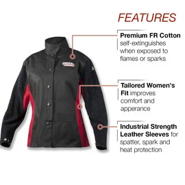 Lincoln Electric womens leather Jessi Combs Women s Shadow Welding Jacket, Black/Red, X-Large US