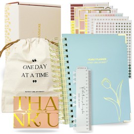 Undated Daily Planner for Women – A5 Spiral Organizer with Hourly Schedule, Goal Sections, Vision Board, Habit Tracker, Planning User Guide, Stickers, Tabs, Ruler & Gift Box