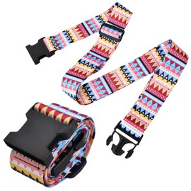 Set of 2 Suitcase Belt, Carry Case, Belt, One-touch Luggage Strap, Load Tightening Belt, Luggage Packing Band, Anti-Theft, Adjustable 70.9 inches (180 cm), I-Shaped, Cross Shaped, Prevents Luggage