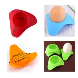 NentMent 4 Pack Egg Cups Serving Holder Silicone Stand Base Rest for Hard Boiled or Soft Cooked Eggs Quick Breakfast Brunch Morning Kitchen Easter Eggs Easy to Clean Dishwasher Safe