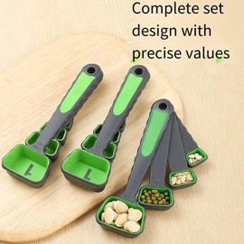 Juego de cuchara y taza medidora de silicona plegable con fácil almacenamiento para utensilios para hornear y cocinar, herramienta de medición para hornear colorida que ahorra espacio