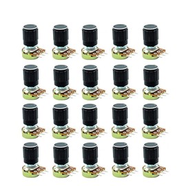 Dafurui 20Pack B10k Rotary Potentiometer 10k Ohm Linear Potentiometer Kit 3 Terminals 20mm Shaft with Nuts, Washers and Aluminum Alloy knobs