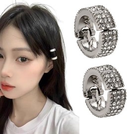 Small Rhinestone Hair Clips Silver Bling Hair Gems Charms Jewelry for Braids Braided Rings Cuffs Decorative Mini Hairpins Sparkling Y2K Edgy Accessories for Women