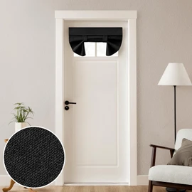 HOMEIDEAS 100% Linen Blackout French Door Curtains, Privacy Small Door Window Curtains, 26 X 20 Inch Door Shades for Front Door, Thermal Insulated Door Covering, (1 Panel, Black)